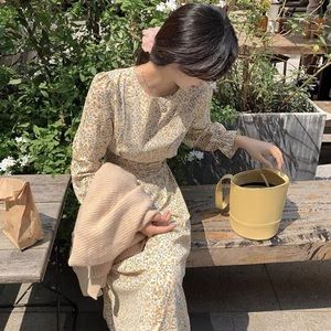 Flower printed yellow dress